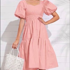 Puffed Sleeves Peachy Dress